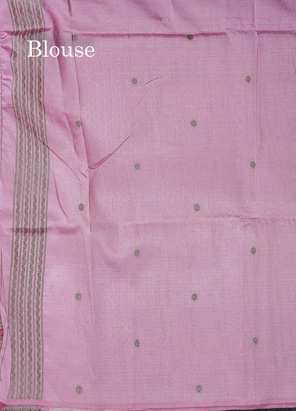 Beautiful Light Pink Semi Tussar Saree With Fancy Border