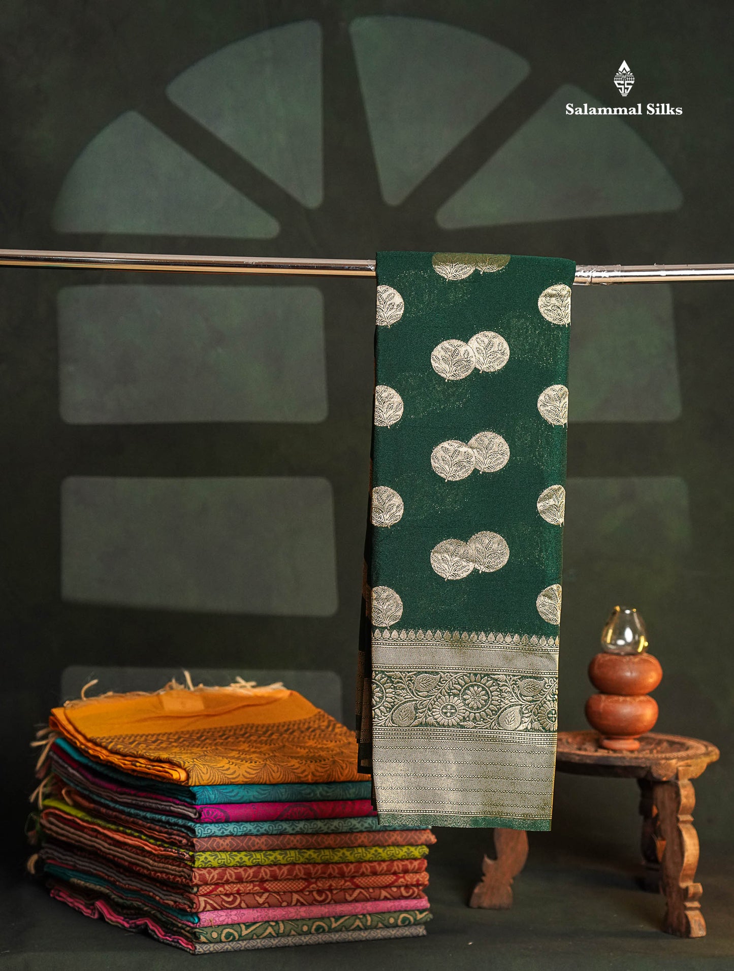 Beautiful Bottle Green Semi Georgette Saree With Fancy Border