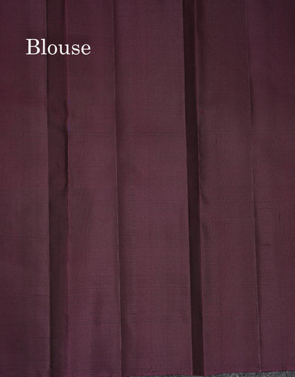 Beautiful Rust Orange Pure Kanjivaram Silk Saree With Contrast Dark Magenta Fancy Border