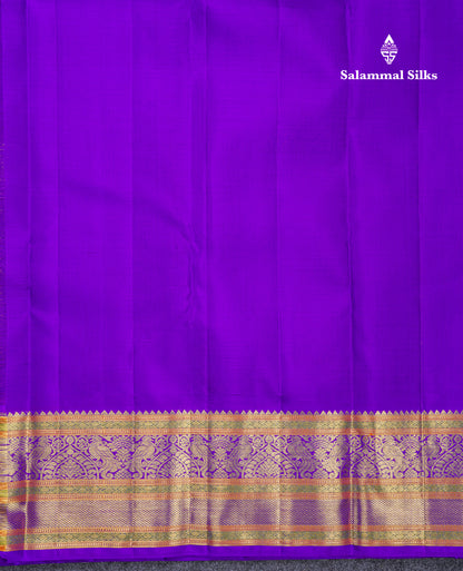 Yellow Beautiful Pure Kanjivaram Silk Saree With Traditional Violet Korvai Border