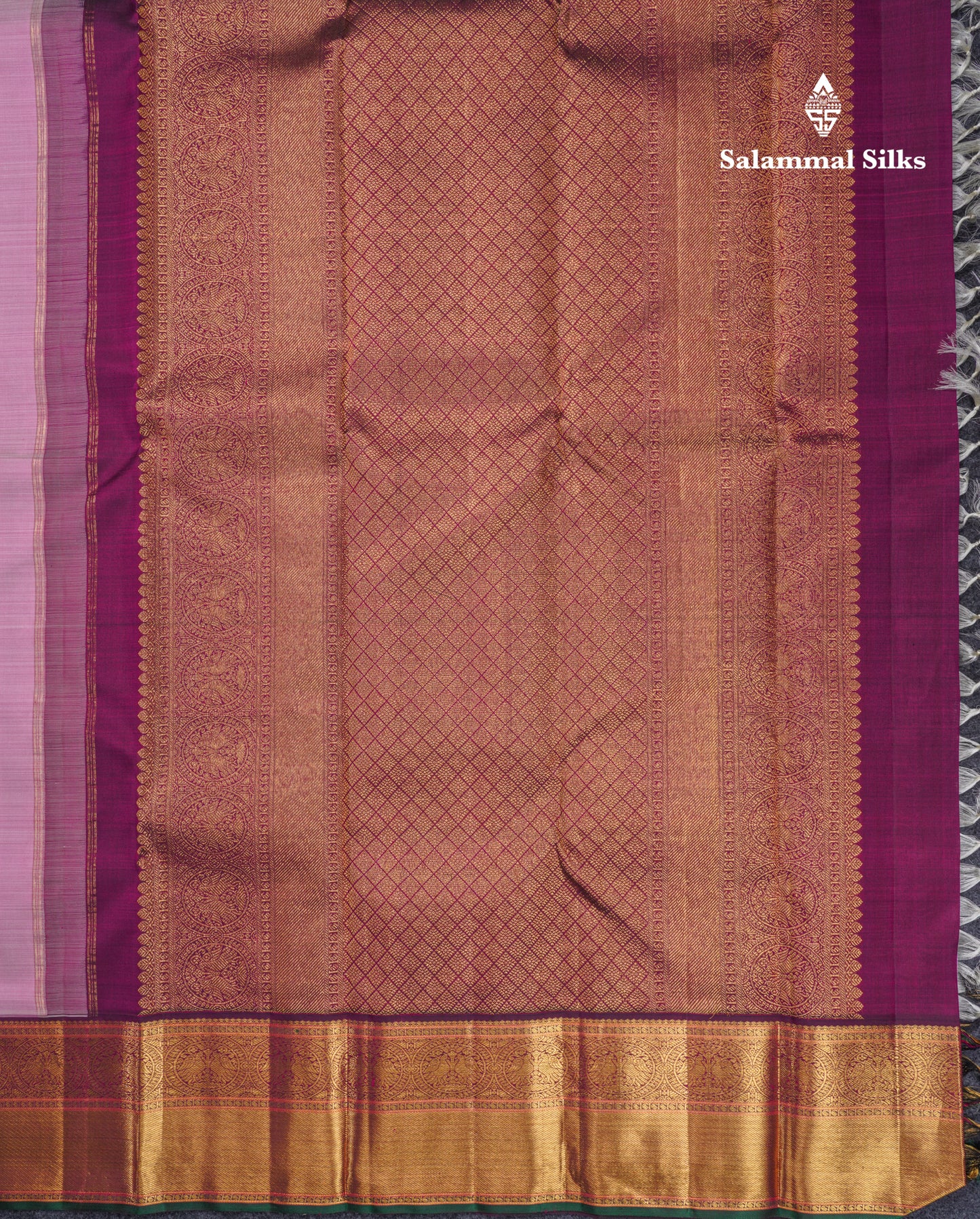 Korvai Light Pink Beautiful Meenakari Work Pure Kanjivaram Silk Saree With Dark MagentaTraditional Evening Morning Border