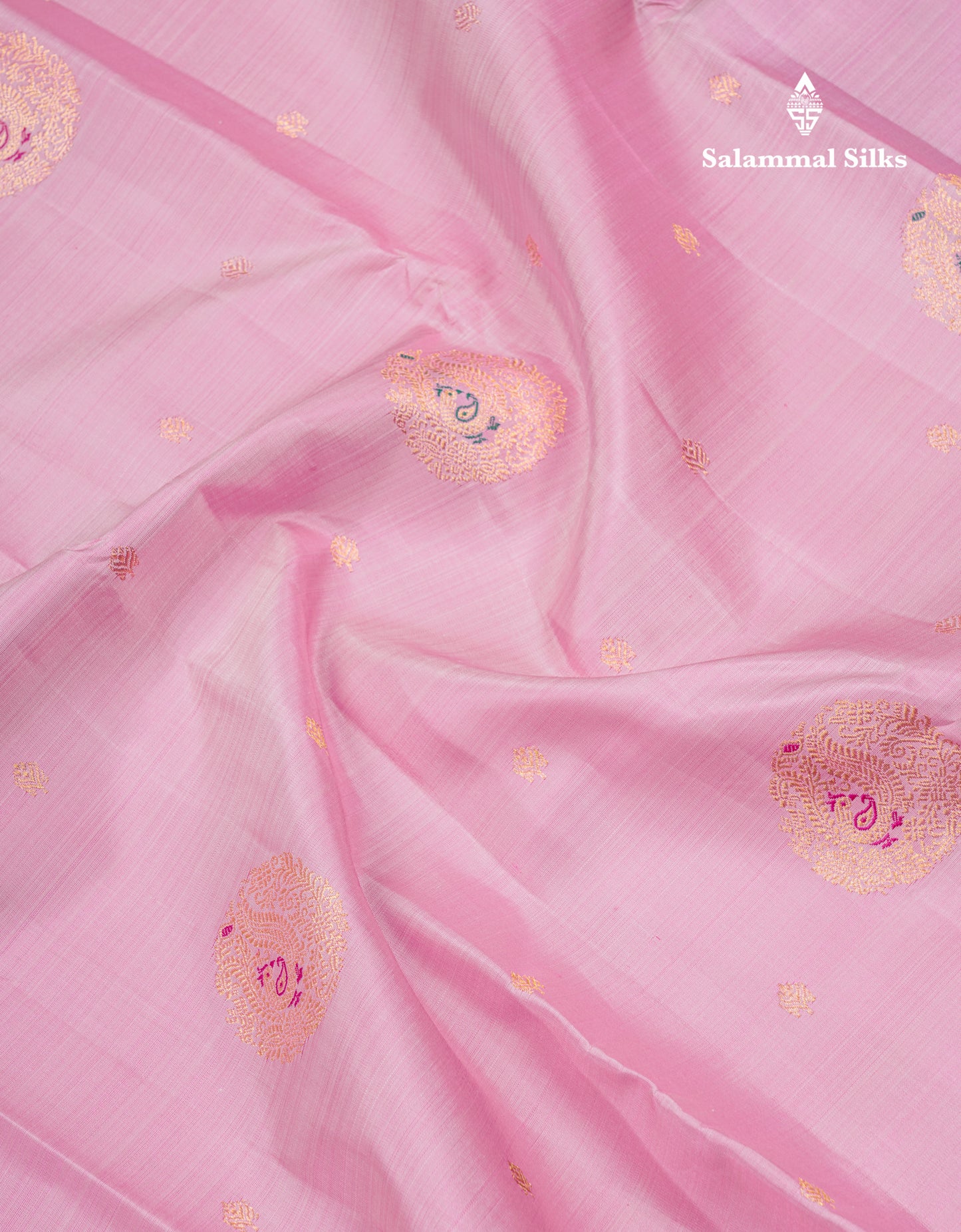 Korvai Light Pink Beautiful Meenakari Work Pure Kanjivaram Silk Saree With Dark MagentaTraditional Evening Morning Border