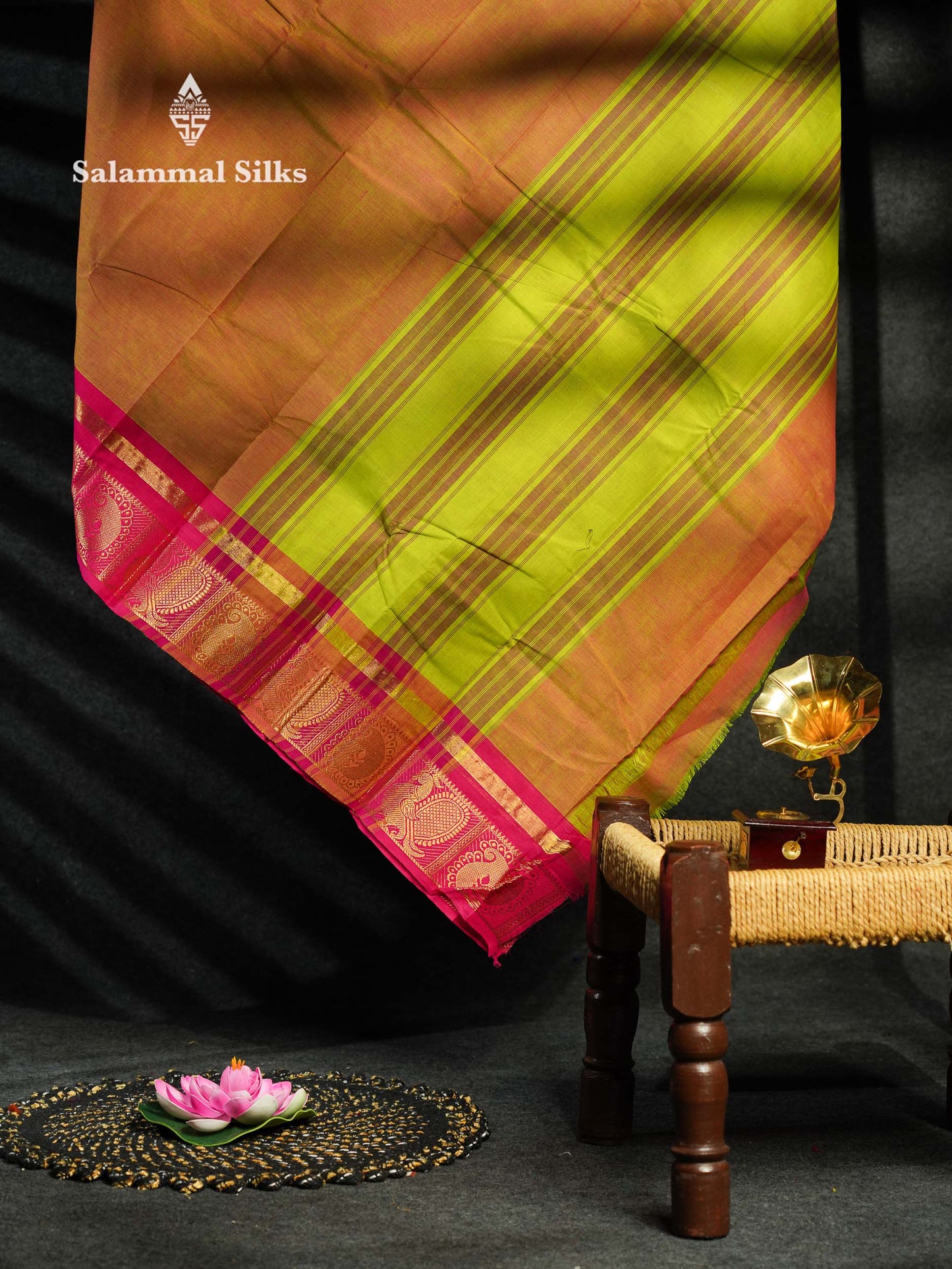Beautiful Lavender Plain Pure Chettinad Cotton Saree With Maroon Traditional Border