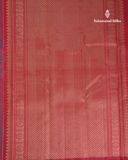 Beautiful Ramar Blue Fancy Pure Kanjivaram Silk Saree With Contrast Dark Maroon Blouse