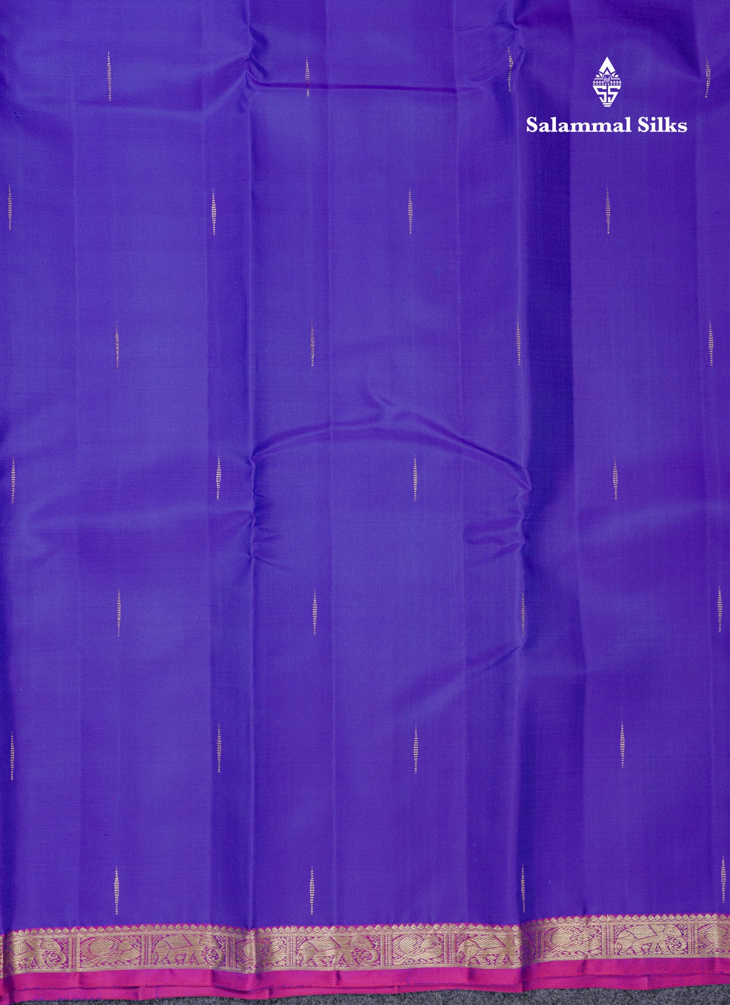 Beautiful Violet Pure Kanjivaram Silk Saree With Contrast Vadamalli Traditional Small Border