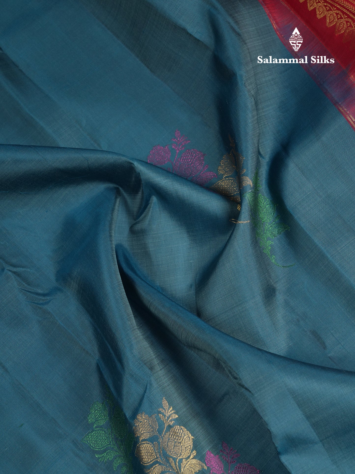 Beautiful Ramar Blue Fancy Pure Kanjivaram Silk Saree With Contrast Dark Maroon Blouse