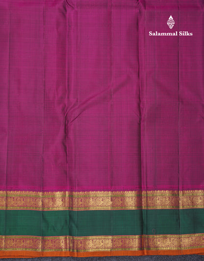 Korvai Beautiful Beige Pure Kanjivaram Silk Saree With Traditional Multicolour Border