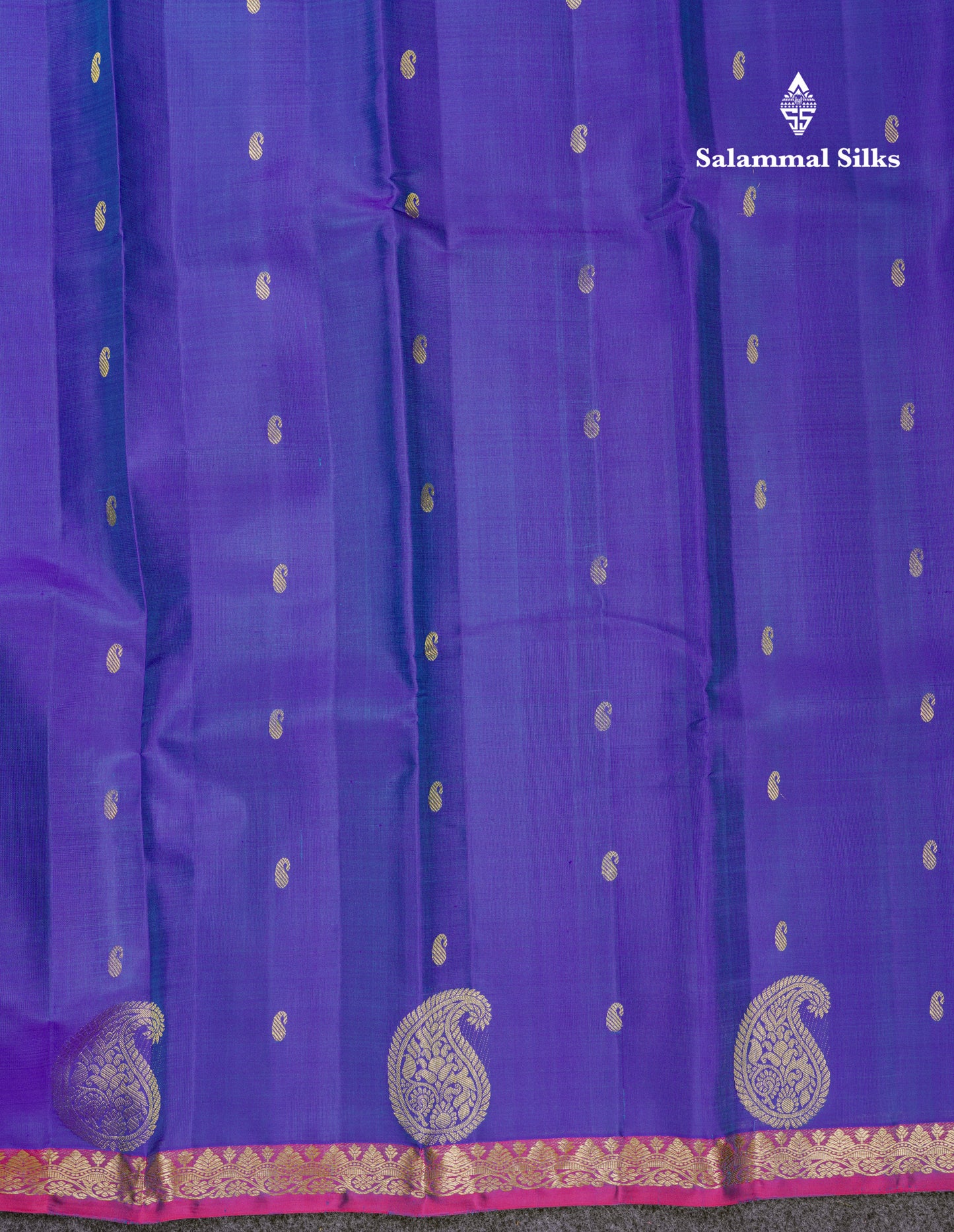 Beautiful Dual Tone Peacock Blue Pure Kanjivaram Silk Saree With Contrast Vadamalli Traditional Small Border
