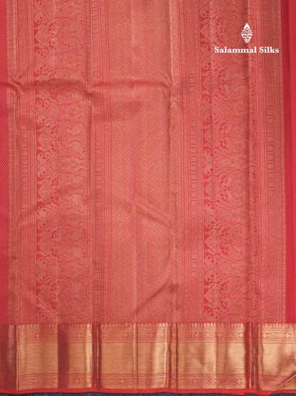 Reddish Pink Vairaoosi Checks And Traditional Buttas Grand Bridal Pure Kanjivaram Silk Saree With Self Border