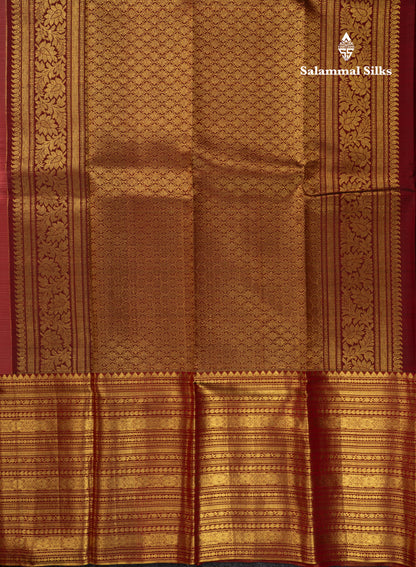 Kanjivaram Beautiful Pinkish Peach Pure Silk Saree With Maroon Long Border