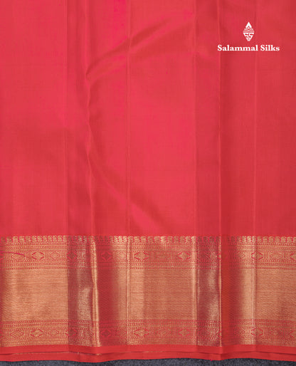 Reddish Pink Vairaoosi Checks And Traditional Buttas Grand Bridal Pure Kanjivaram Silk Saree With Self Border