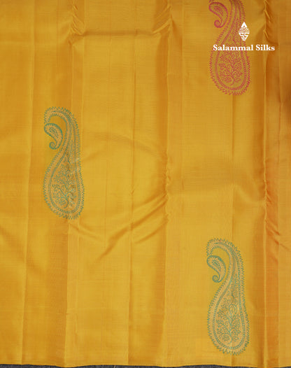 Beautiful Yellow Fancy Pure Kanjivaram Silk Saree With Contrast Pink Blouse