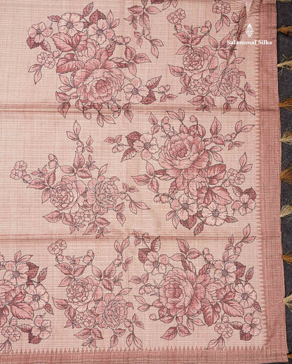 Beautiful Sandal Semi Tussar Fancy Saree With Contrast Light Brown Blouse