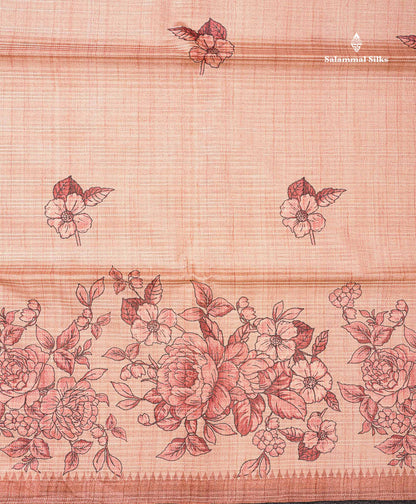 Beautiful Sandal Semi Tussar Fancy Saree With Contrast Light Brown Blouse