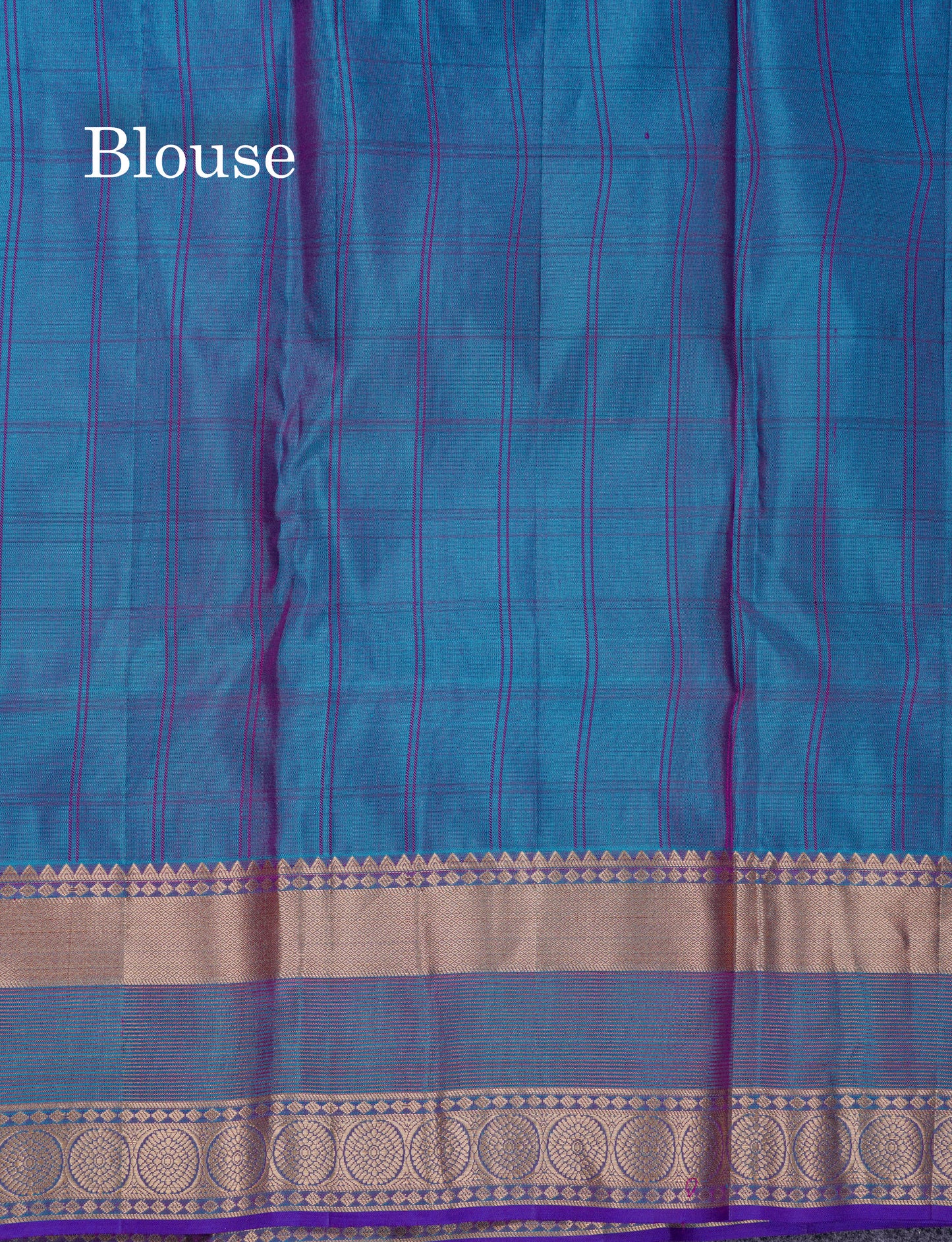 Beautiful Magenta Checks With Butta Pure Kanjivaram Silk Saree With Contrast Dual Tone Blue Traditional Border