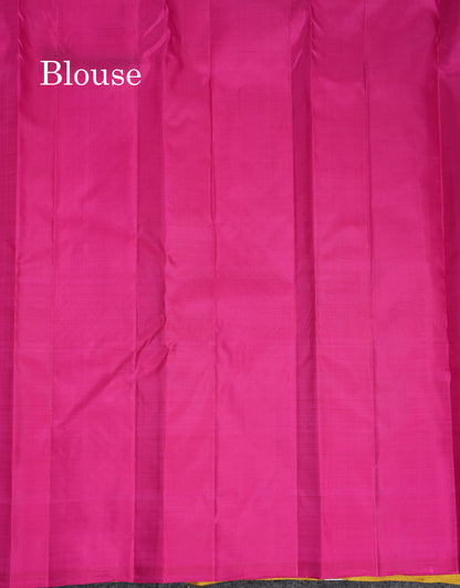 Beautiful Yellow Fancy Pure Kanjivaram Silk Saree With Contrast Pink Blouse