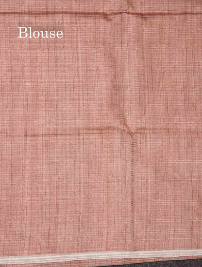 Beautiful Sandal Semi Tussar Fancy Saree With Contrast Light Brown Blouse