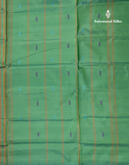 MultiColour Banana Pinth Saree (Vaazhainaar Pattu) With Contrast Dual Tone Light Lavender Blouse