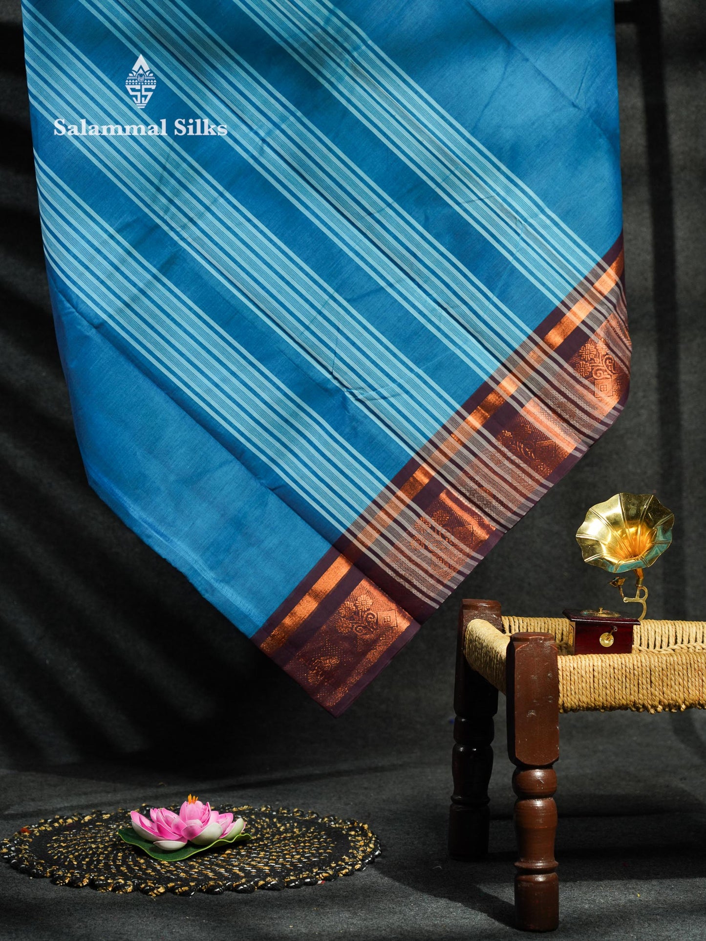 Beautiful Lavender Plain Pure Chettinad Cotton Saree With Maroon Traditional Border