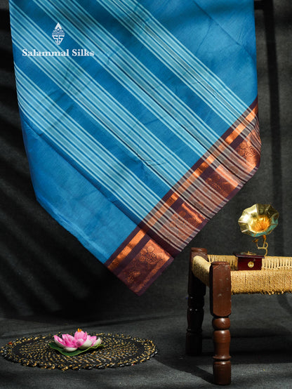 Beautiful Lavender Plain Pure Chettinad Cotton Saree With Maroon Traditional Border