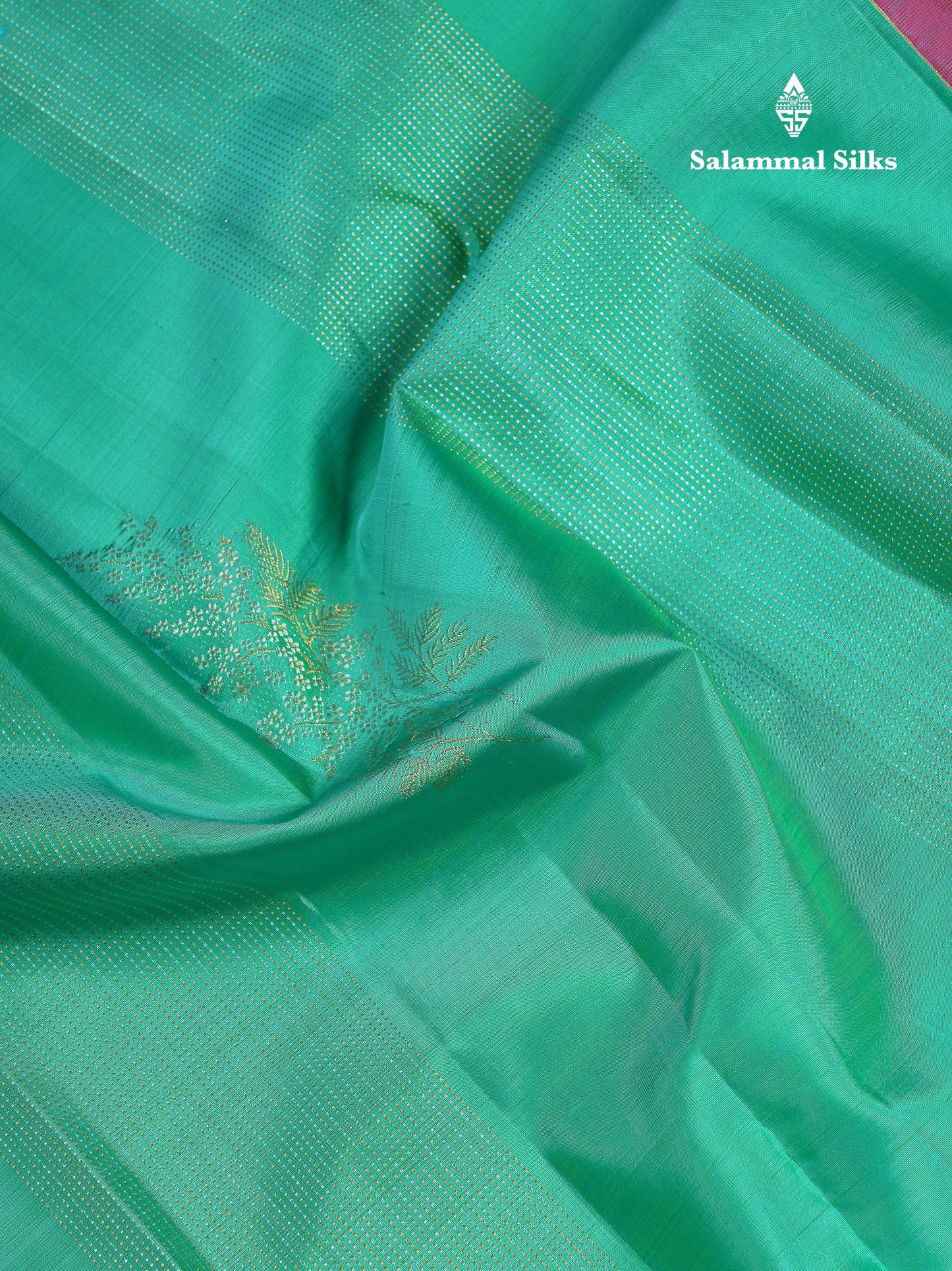Beautiful Sapphire Green Fancy Pure Kanjivaram Silk Saree With Contrast Pink Blouse