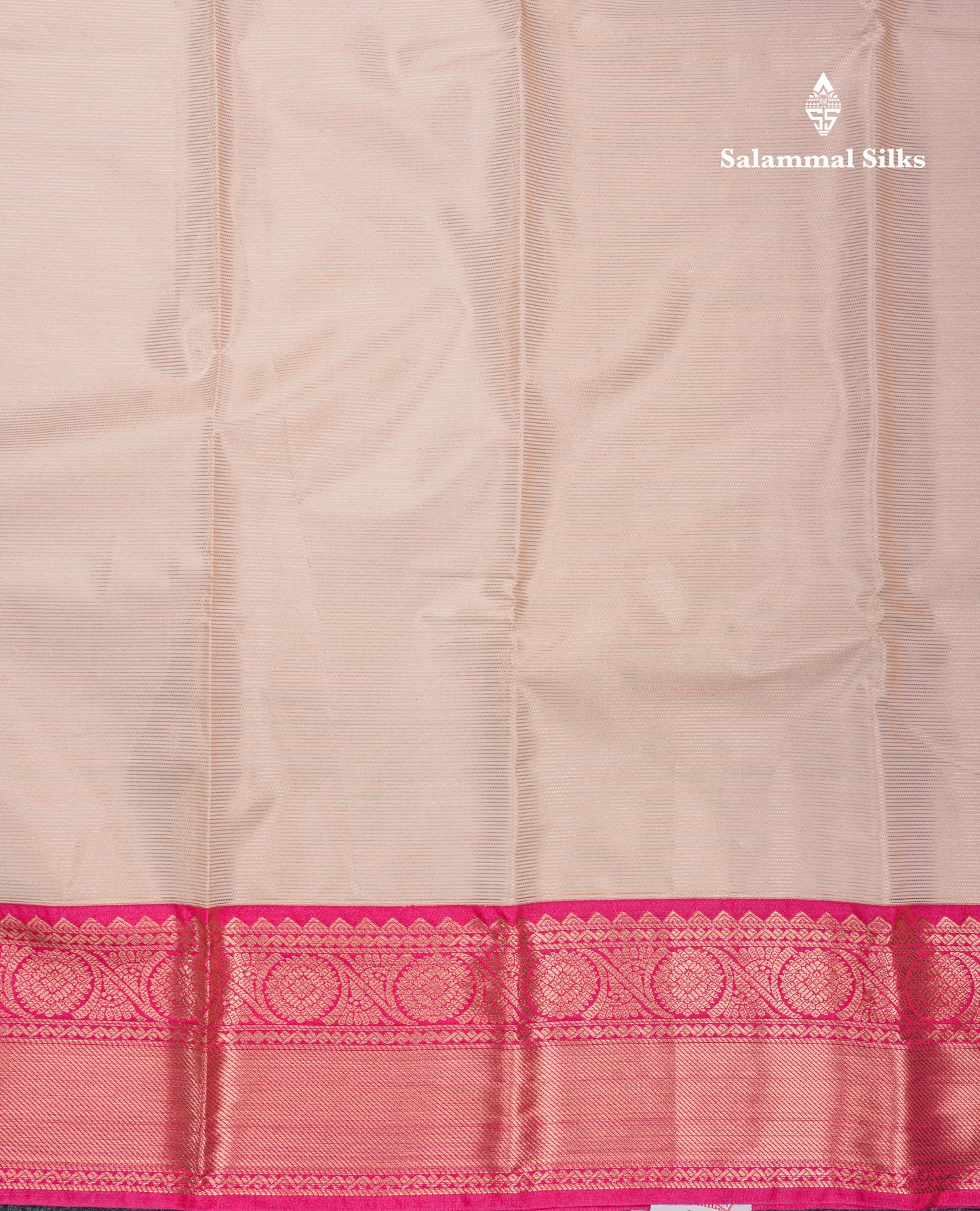 Cream Beautiful Traditional Varaoosi Semi Silk Saree With Contrast Pink Border