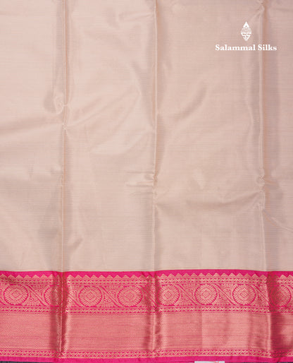 Cream Beautiful Traditional Varaoosi Semi Silk Saree With Contrast Pink Border