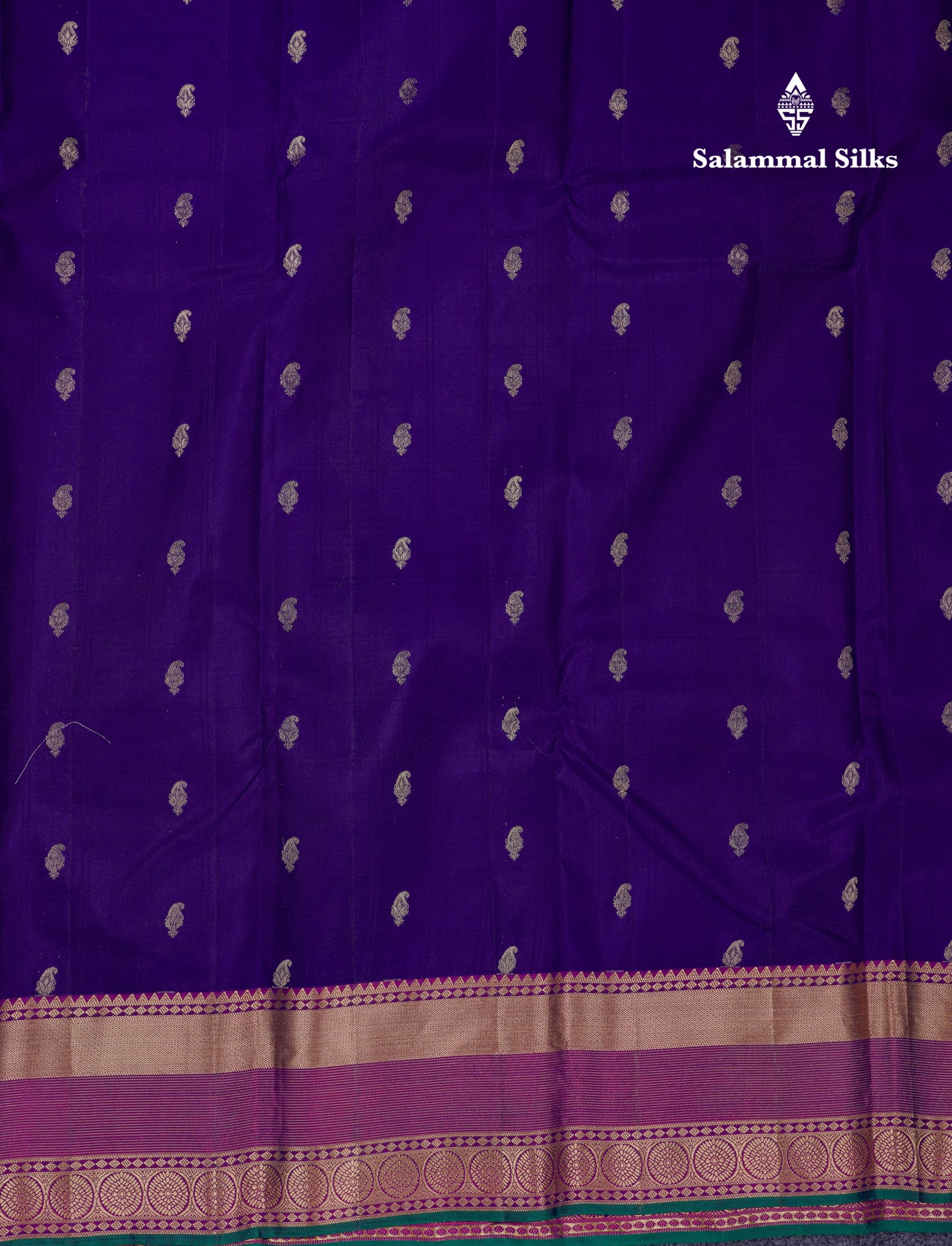 Beautiful Magenta Checks With Butta Pure Kanjivaram Silk Saree With Contrast Dual Tone Blue Traditional Border
