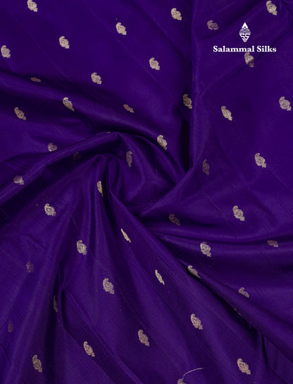 Beautiful Magenta Checks With Butta Pure Kanjivaram Silk Saree With Contrast Dual Tone Blue Traditional Border