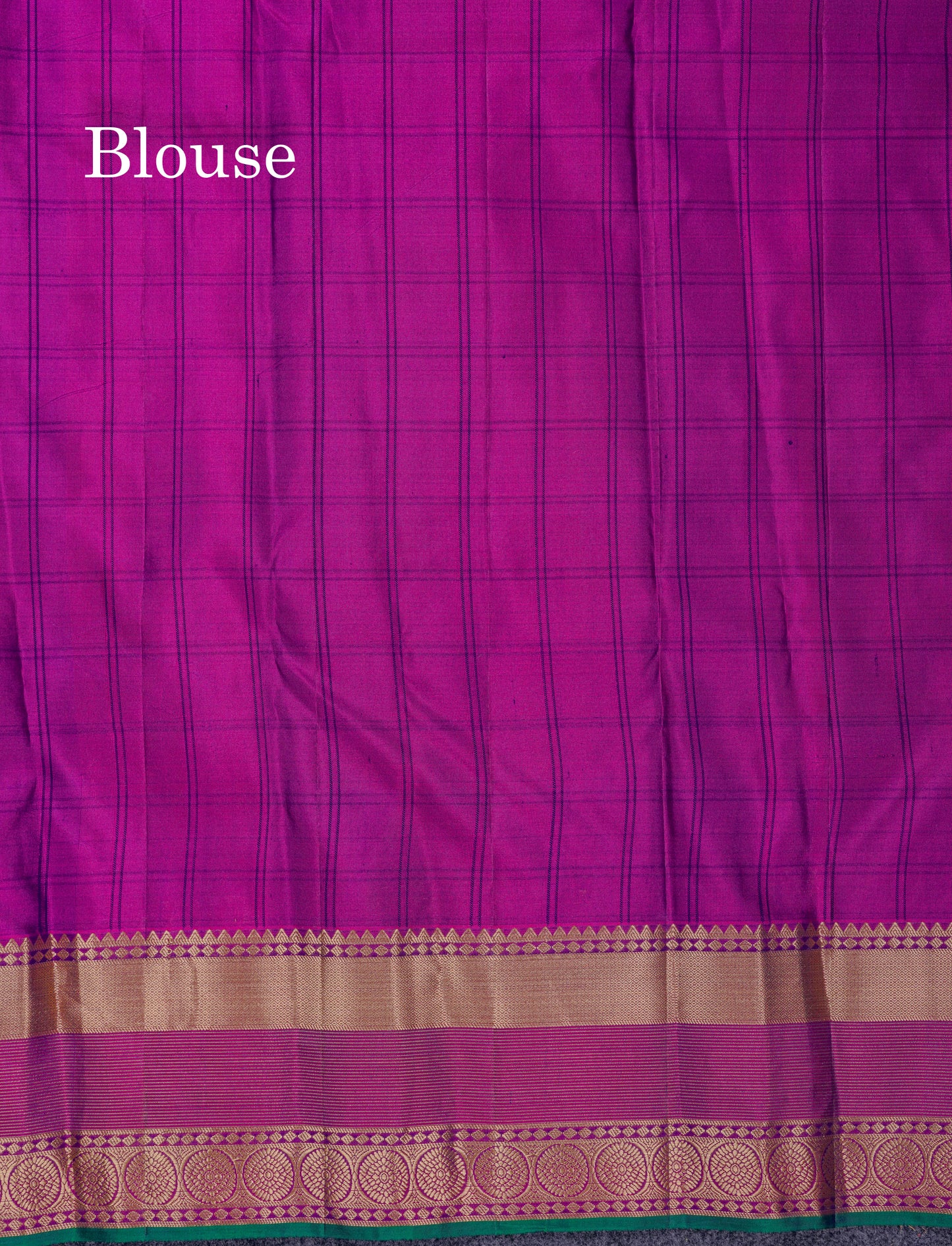 Beautiful Magenta Checks With Butta Pure Kanjivaram Silk Saree With Contrast Dual Tone Blue Traditional Border