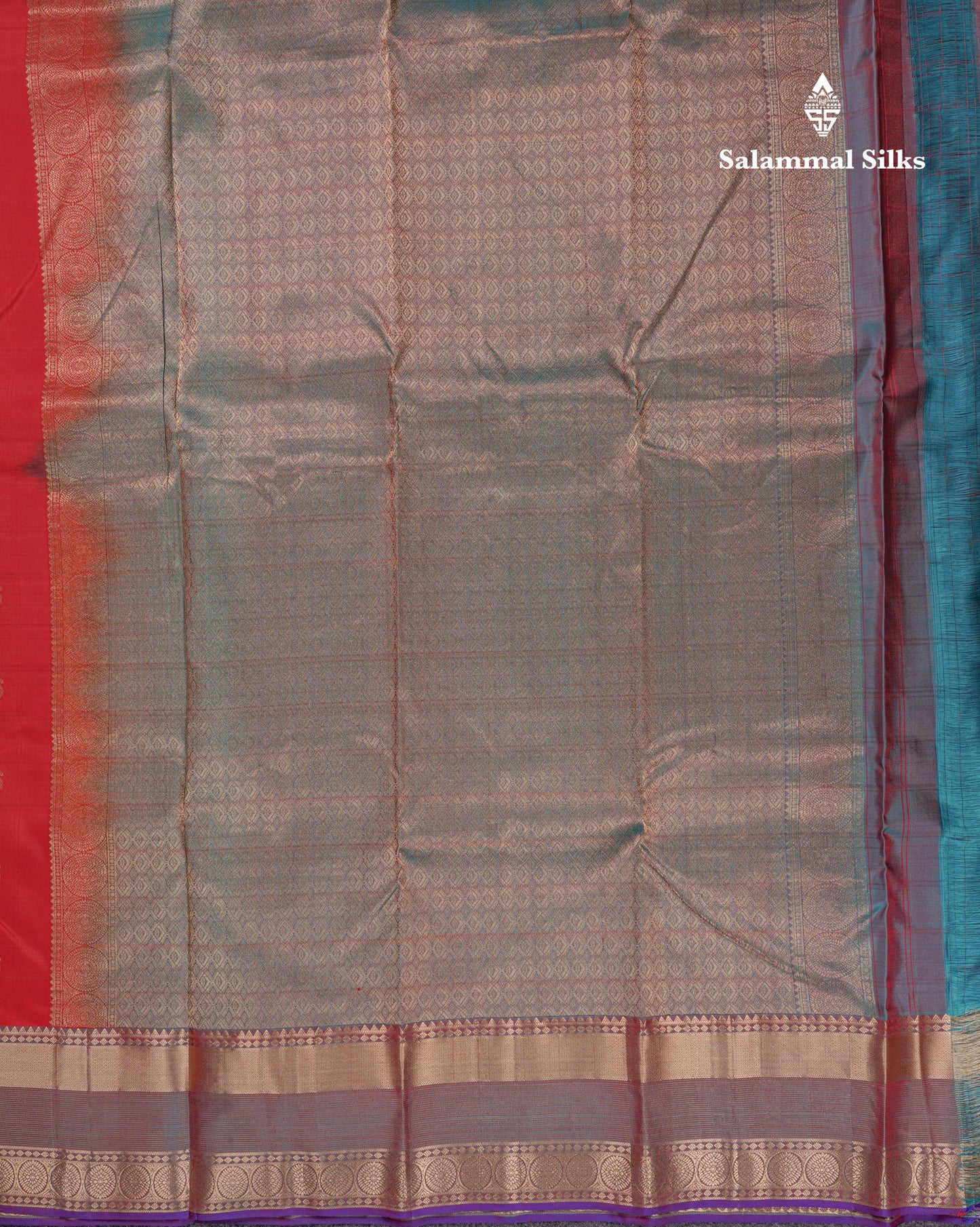 Beautiful Magenta Checks With Butta Pure Kanjivaram Silk Saree With Contrast Dual Tone Blue Traditional Border