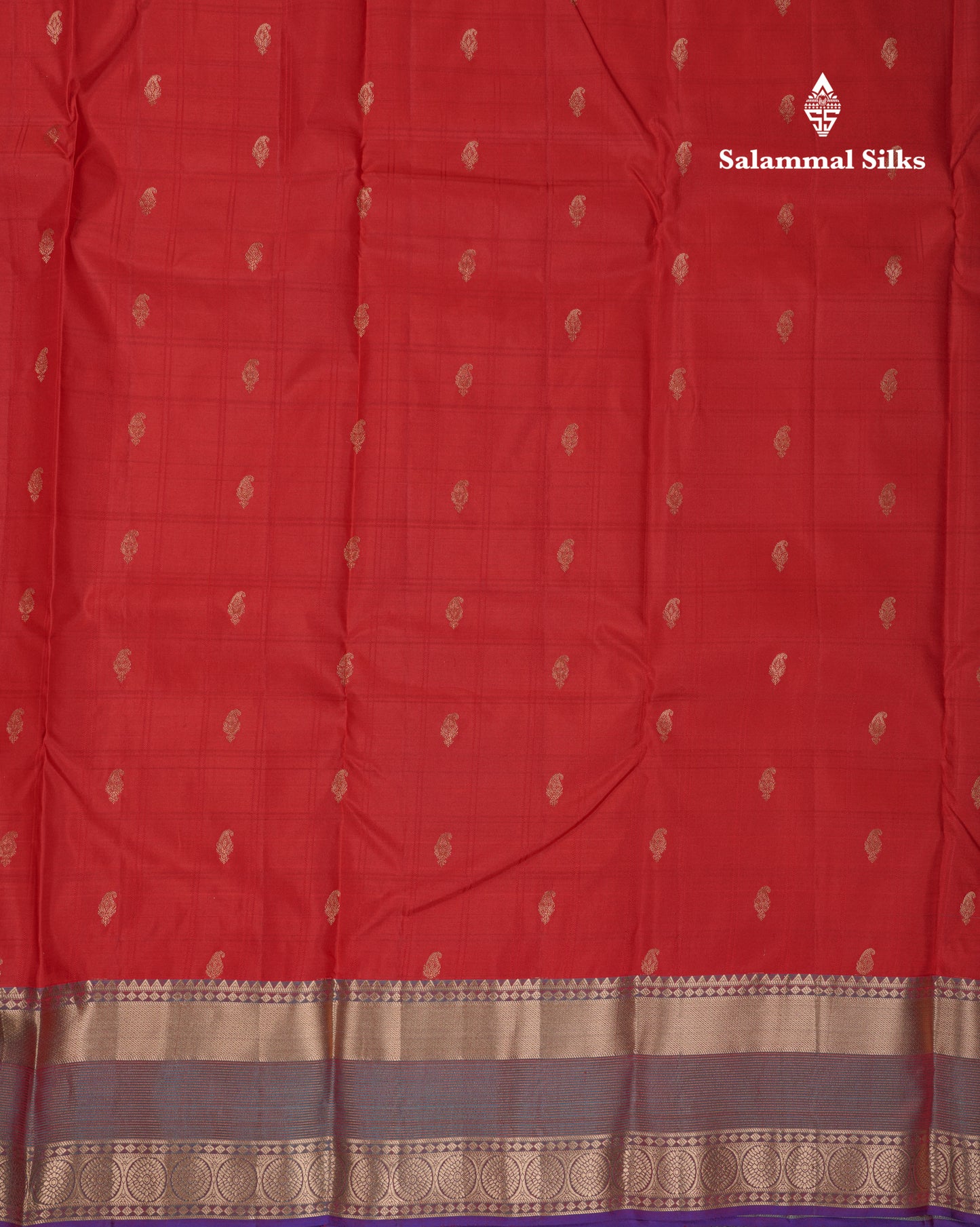 Beautiful Magenta Checks With Butta Pure Kanjivaram Silk Saree With Contrast Dual Tone Blue Traditional Border