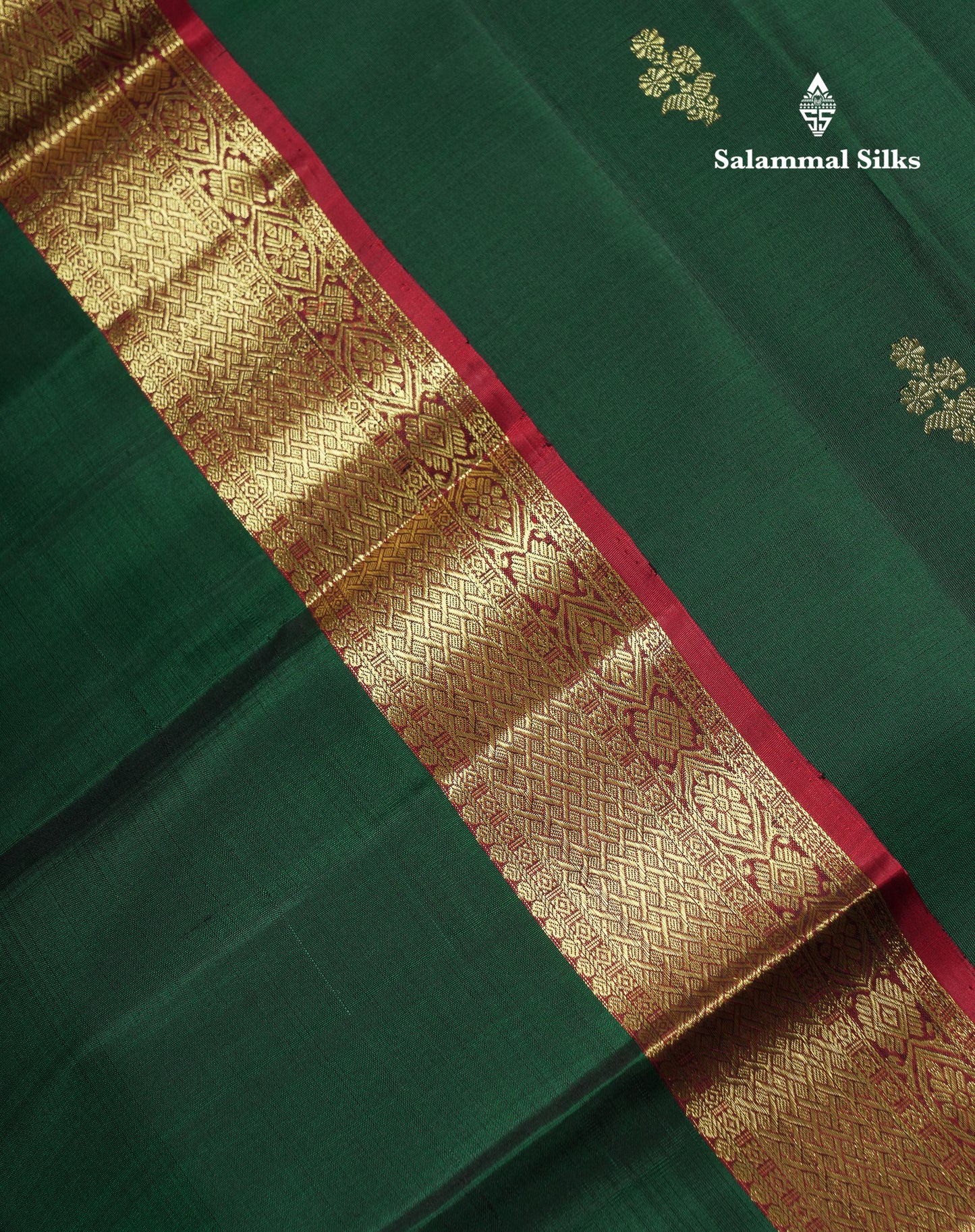 Beautiful Bottle Green Pure Kanjivaram Silk Saree With Contrast Dark Maroon Traditional Evening Morning Border