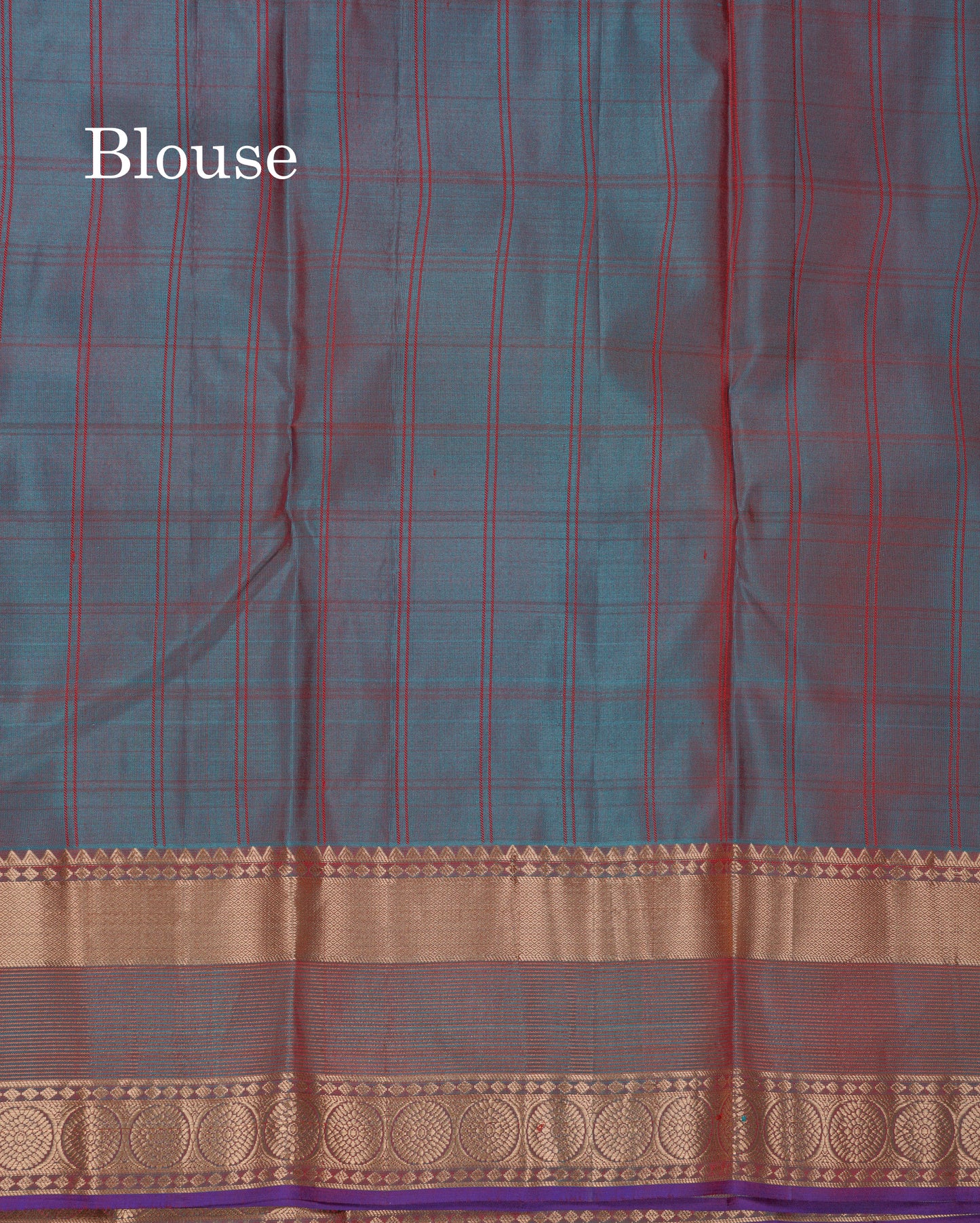 Beautiful Magenta Checks With Butta Pure Kanjivaram Silk Saree With Contrast Dual Tone Blue Traditional Border