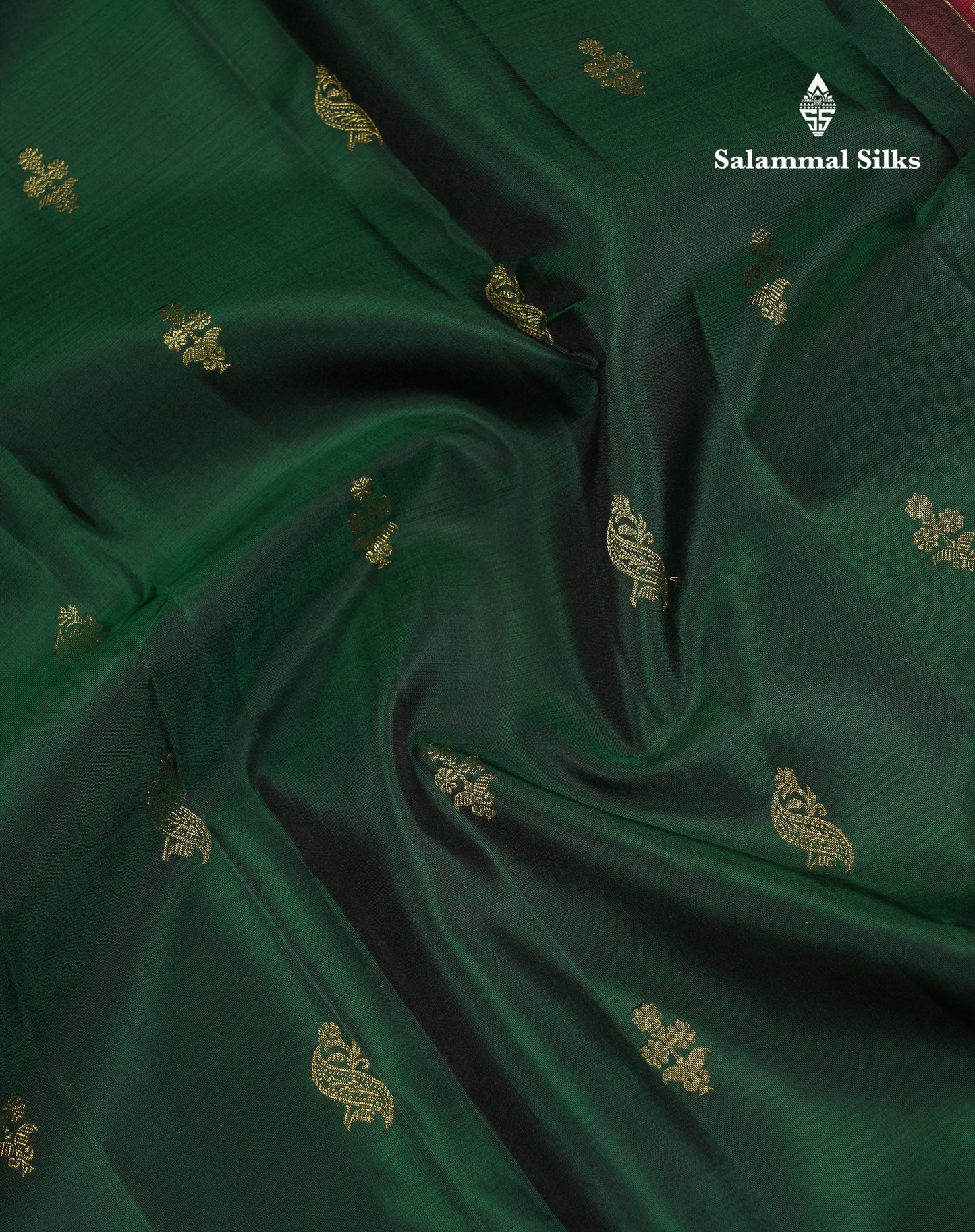Beautiful Bottle Green Pure Kanjivaram Silk Saree With Contrast Dark Maroon Traditional Evening Morning Border