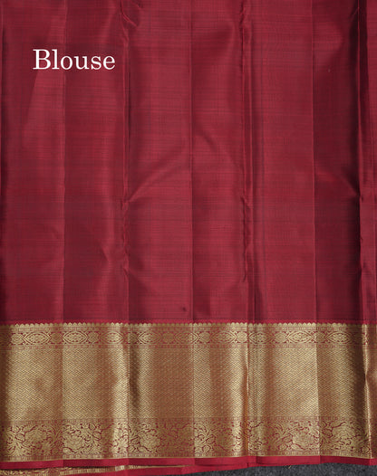 Beautiful Bottle Green Pure Kanjivaram Silk Saree With Contrast Dark Maroon Traditional Evening Morning Border