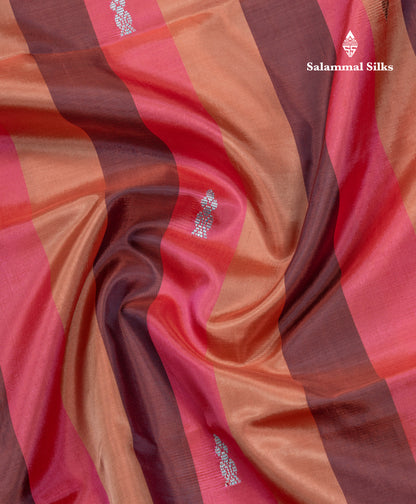 MultiColour Banana Pinth Saree (Vaazhainaar Pattu) With Contrast Olive Mustard Yellow Blouse