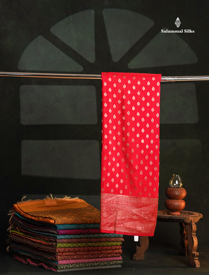 Beautiful Chilly Red Semi Georgette Saree With Fancy Border