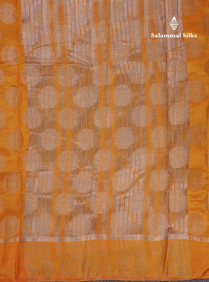 Beautiful Mustard Yellow Semi Raw Silk Saree With Fancy Border