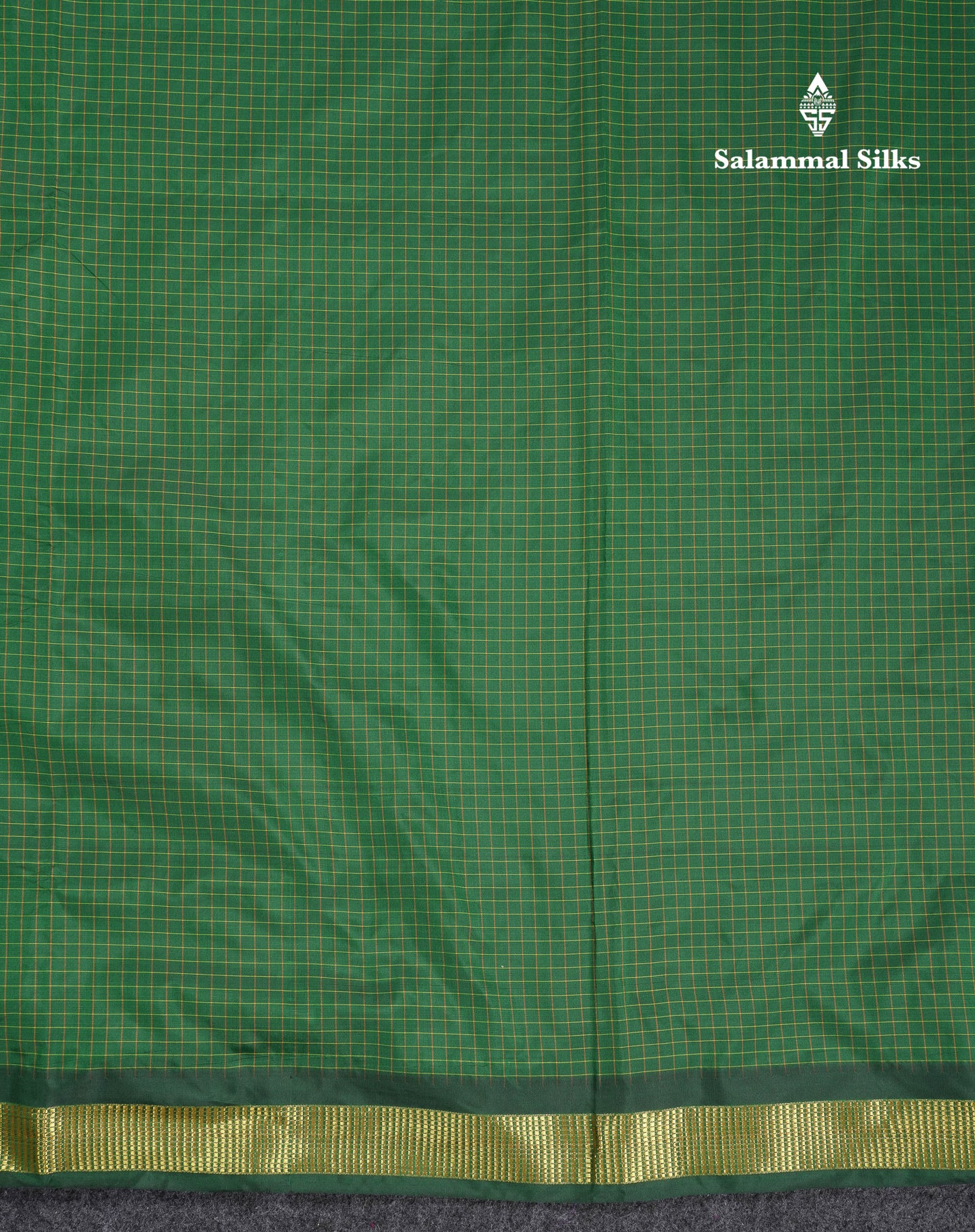 9 Yards Semi Silk Saree Navy Blue Small Checks With Traditional Small Border