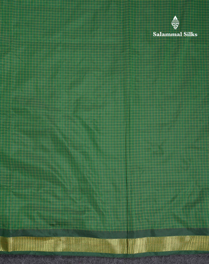 9 Yards Semi Silk Saree Navy Blue Small Checks With Traditional Small Border