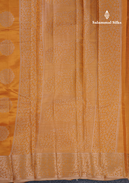 Beautiful Mustard Yellow Semi Raw Silk Saree With Fancy Border