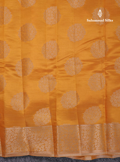 Beautiful Mustard Yellow Semi Raw Silk Saree With Fancy Border