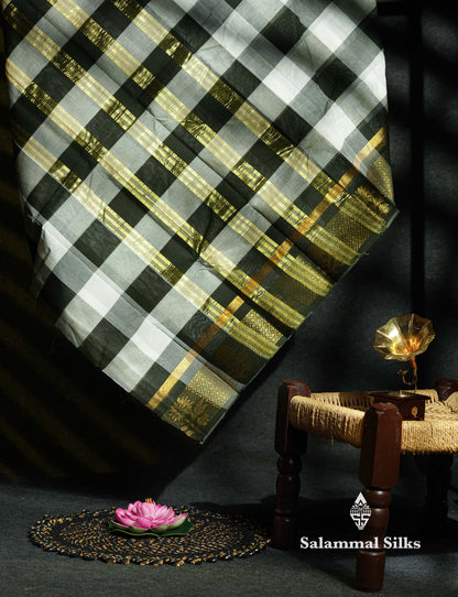 Beautiful Paalum Pazham Checks Chettinad Pure Cotton Saree With Self Border