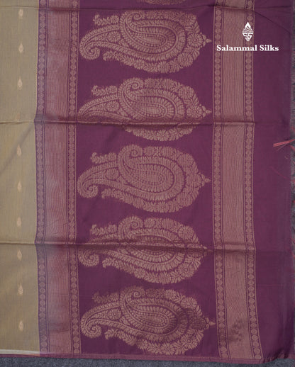 Beige Beautiful Sico Cotton Saree With Contrast Wine Colour Blouse