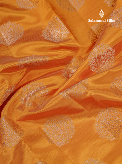Beautiful Mustard Yellow Semi Raw Silk Saree With Fancy Border