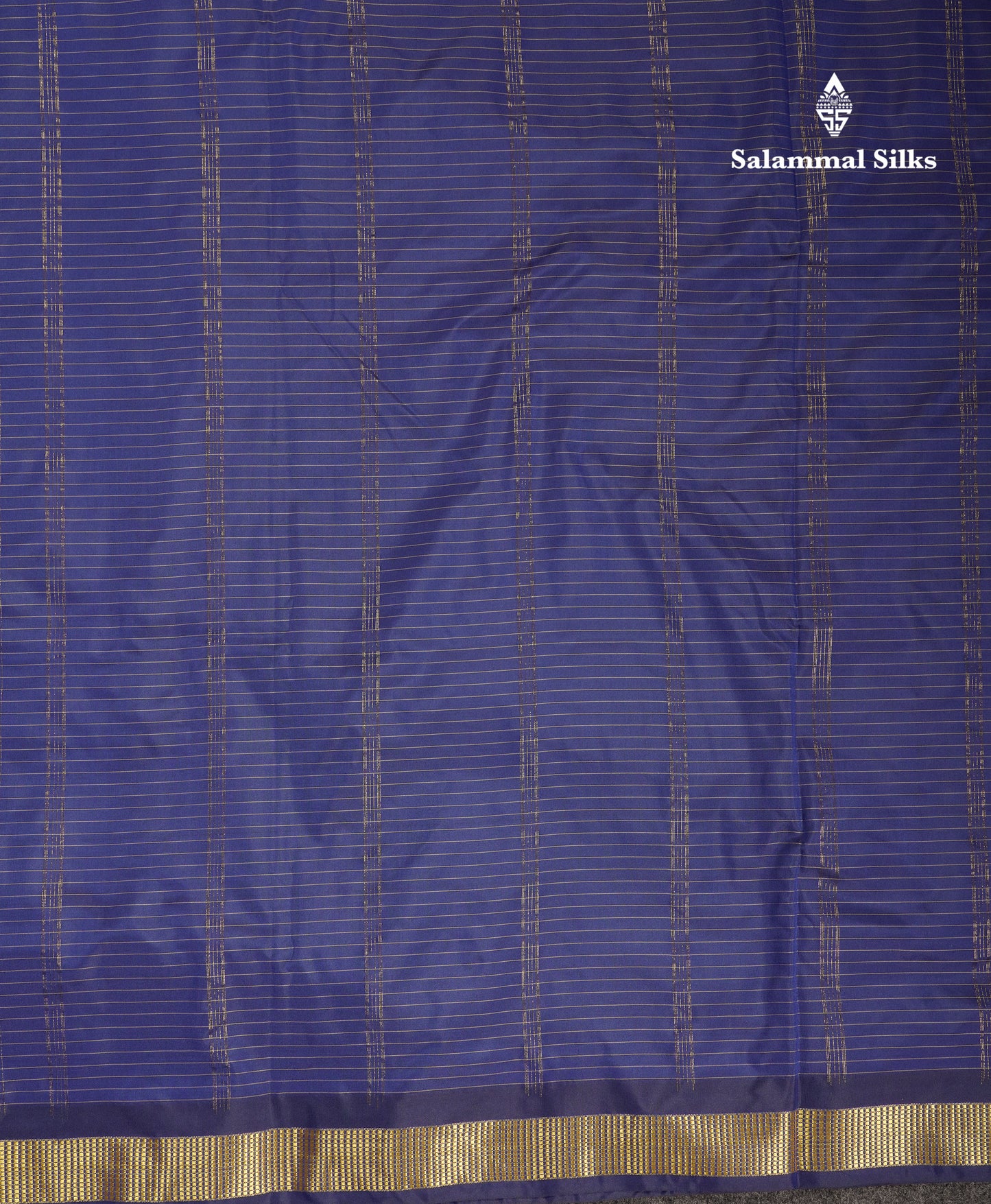 9 Yards Semi Silk Saree Navy Blue Small Checks With Traditional Small Border