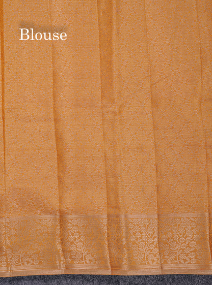 Beautiful Mustard Yellow Semi Raw Silk Saree With Fancy Border