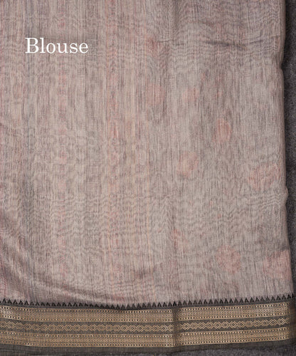 Beautiful Light Grey Floral Design Chanderi Mixed Cotton Saree With Fancy Border