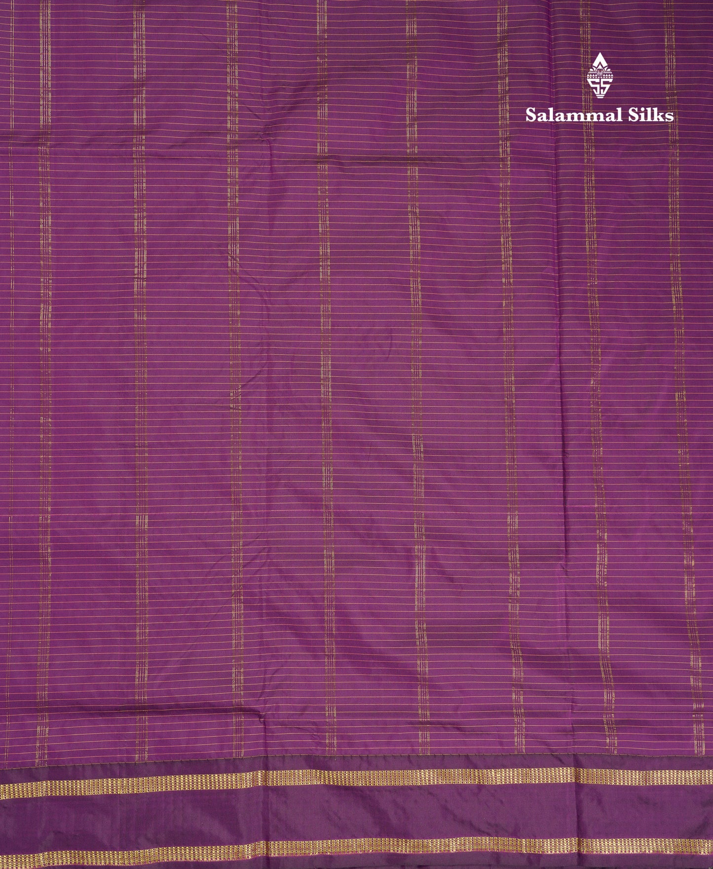 9 Yards Semi Silk Saree Dark Purple Checks With Traditional Gap Border
